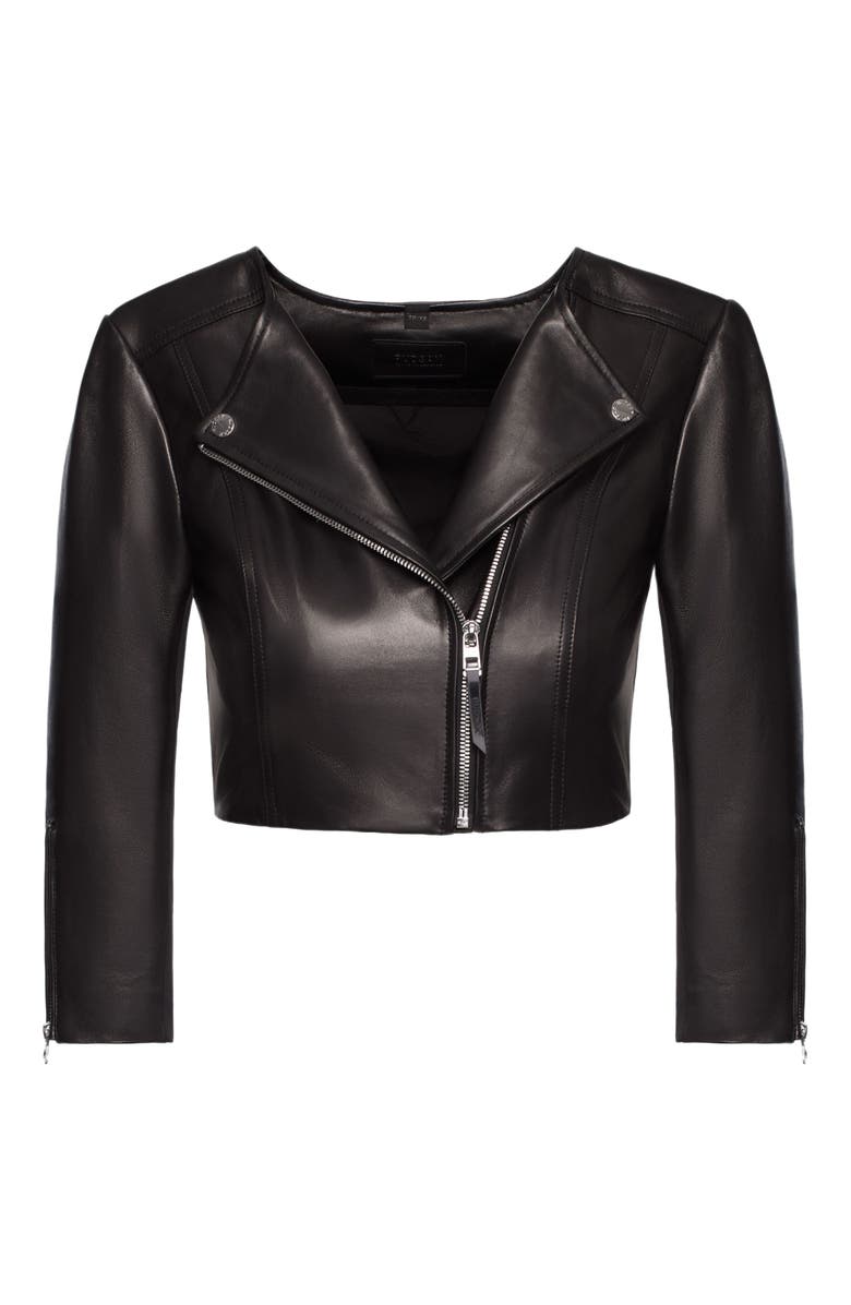 Rudsak WINNI WOMEN'S FITTED CROPPED LEATHER JACKET, Alternate, color, Black
