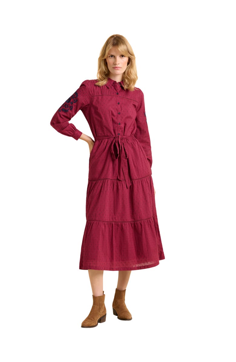 Brakeburn Embers Long Sleeve Tie Waist Midi Dress, Main, color, Burgundy
