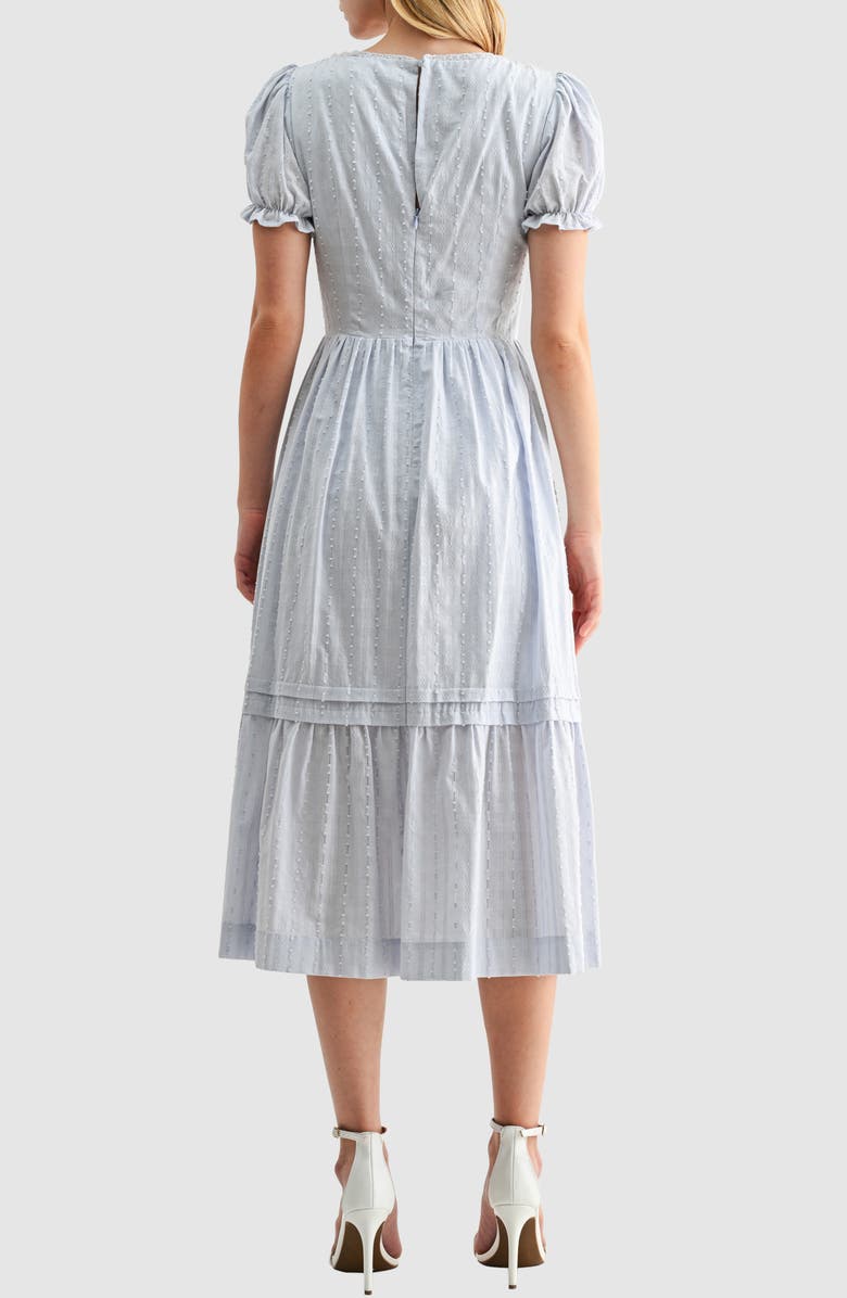 All in Favor Pintuck Cotton Dobby Midi Dress, Alternate, color, Light Blue