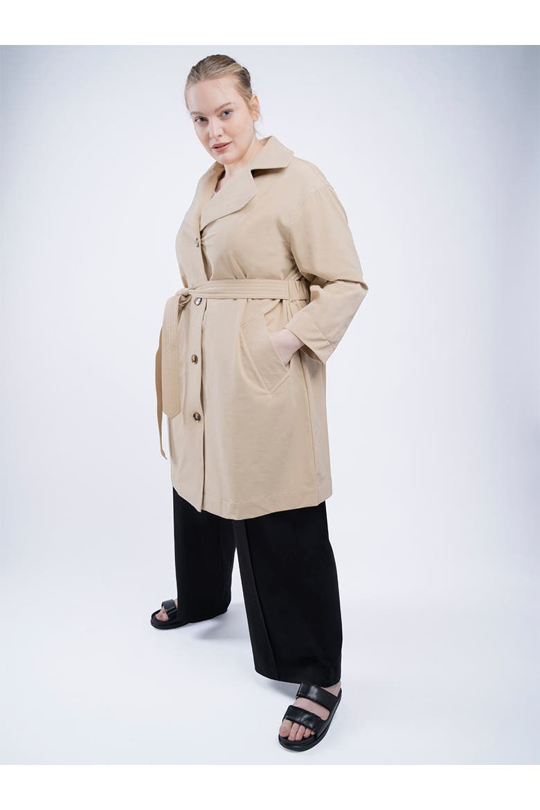 Tech Twill Trench Coat Plus Size, Main, color, Stone