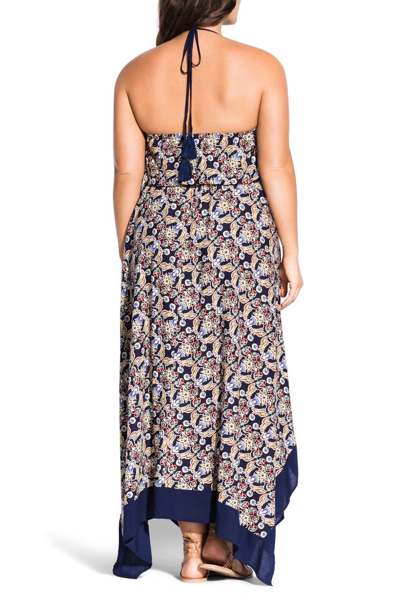 City Chic Boho Border Handkerchief Hem Maxi Dress, Alternate, color, Boho Border