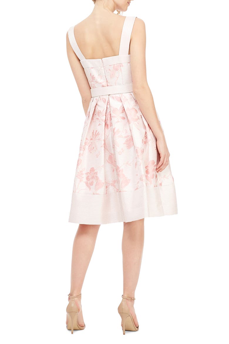 Square Neck Belted Fit & Flare Dress, Alternate, color, IVORY/ BABY PINK
