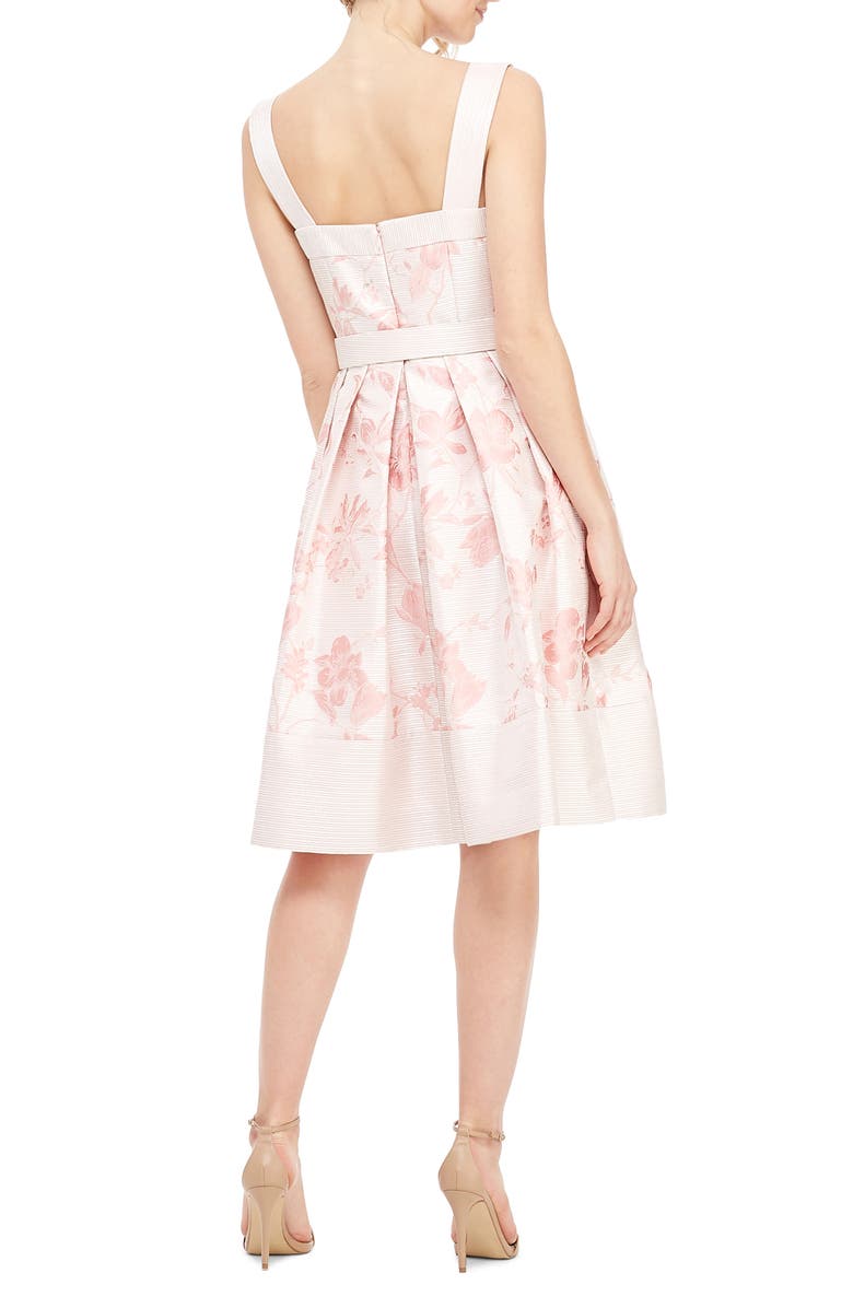 Gal Meets Glam Collection Square Neck Belted Fit & Flare Dress, Alternate, color,