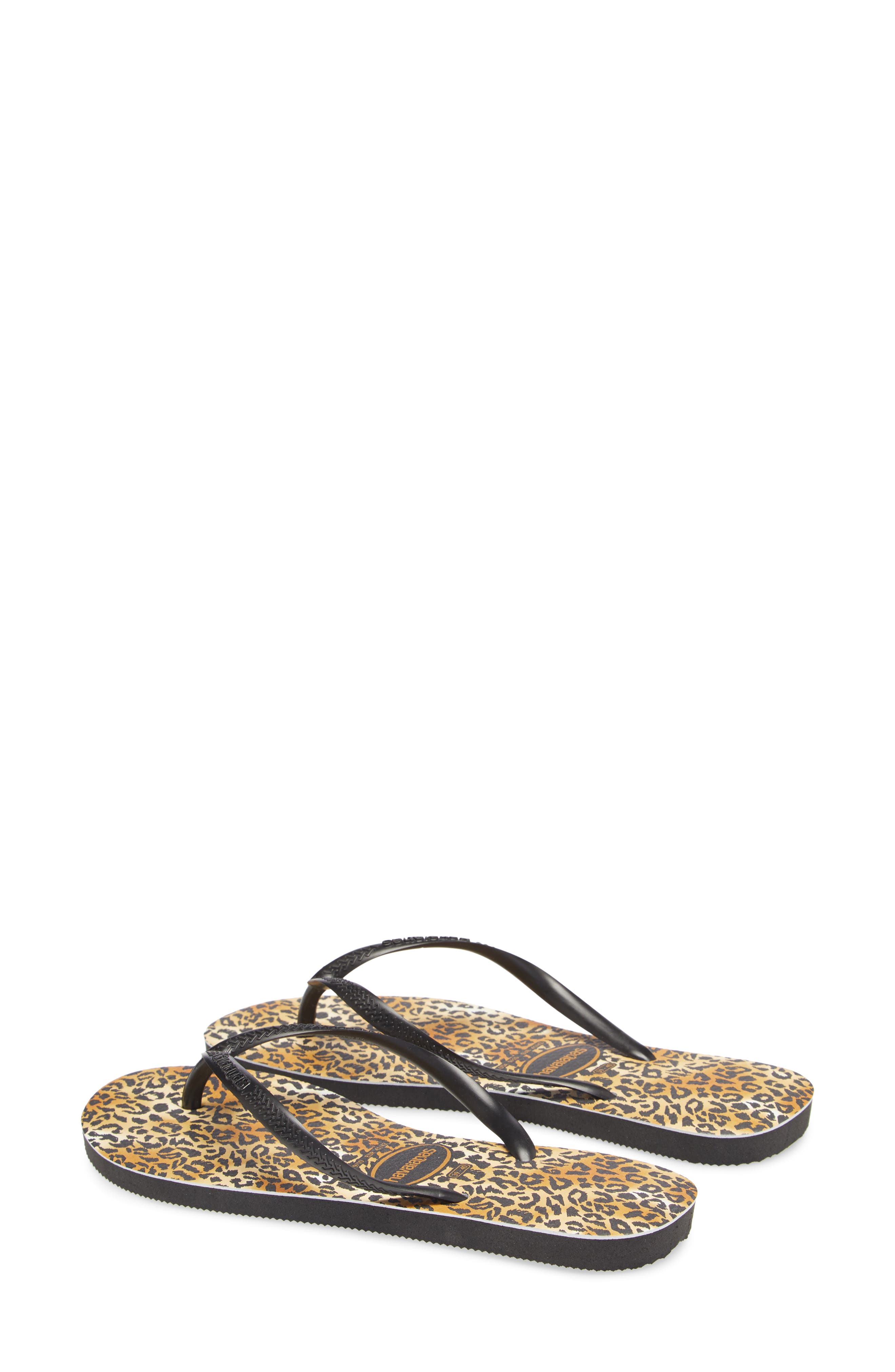 Slim Leopard Flip Flop, Alternate, color, BLACK/ BLACK