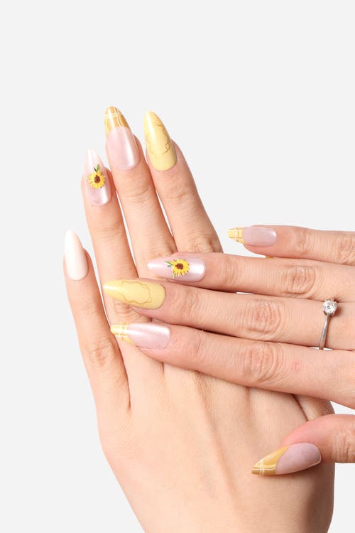 Never Have I Ever Shop Van Gogh Sunflowers Almond Press On Nails in Yellow at Nordstrom
