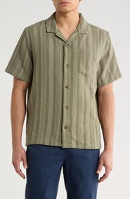 Marine Layer Stripe Cotton Dobby Camp Shirt