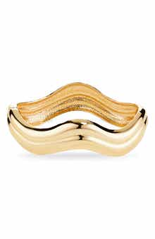 Open Edit Polished Wavy Hinge Bracelet