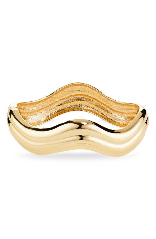 Open Edit Polished Wavy Hinge Bracelet In Gold