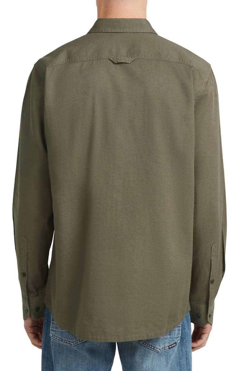 G-STAR CPO Regular Fit Cotton & Linen Button-Up Shirt, Alternate, color, Turf