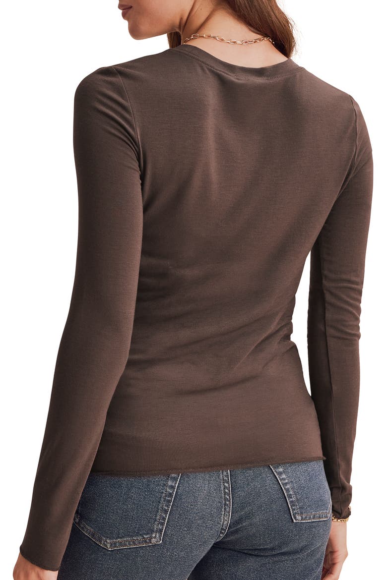 Long Sleeve Crewneck T-Shirt, Alternate, color, JAVA