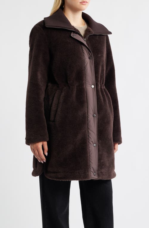 Bernardo Super Soft Faux Shearling Coat In Brown