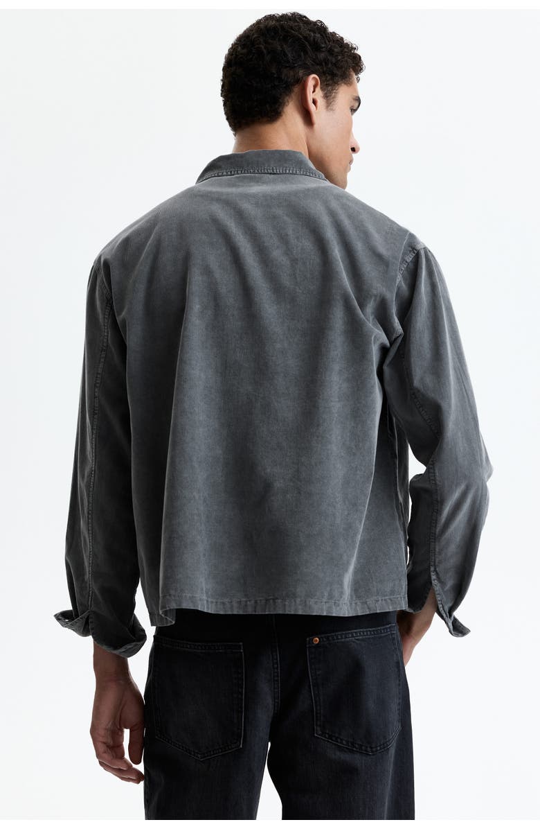 H&M Relaxed-fit boxy corduroy shirt, Alternate, color, Gray