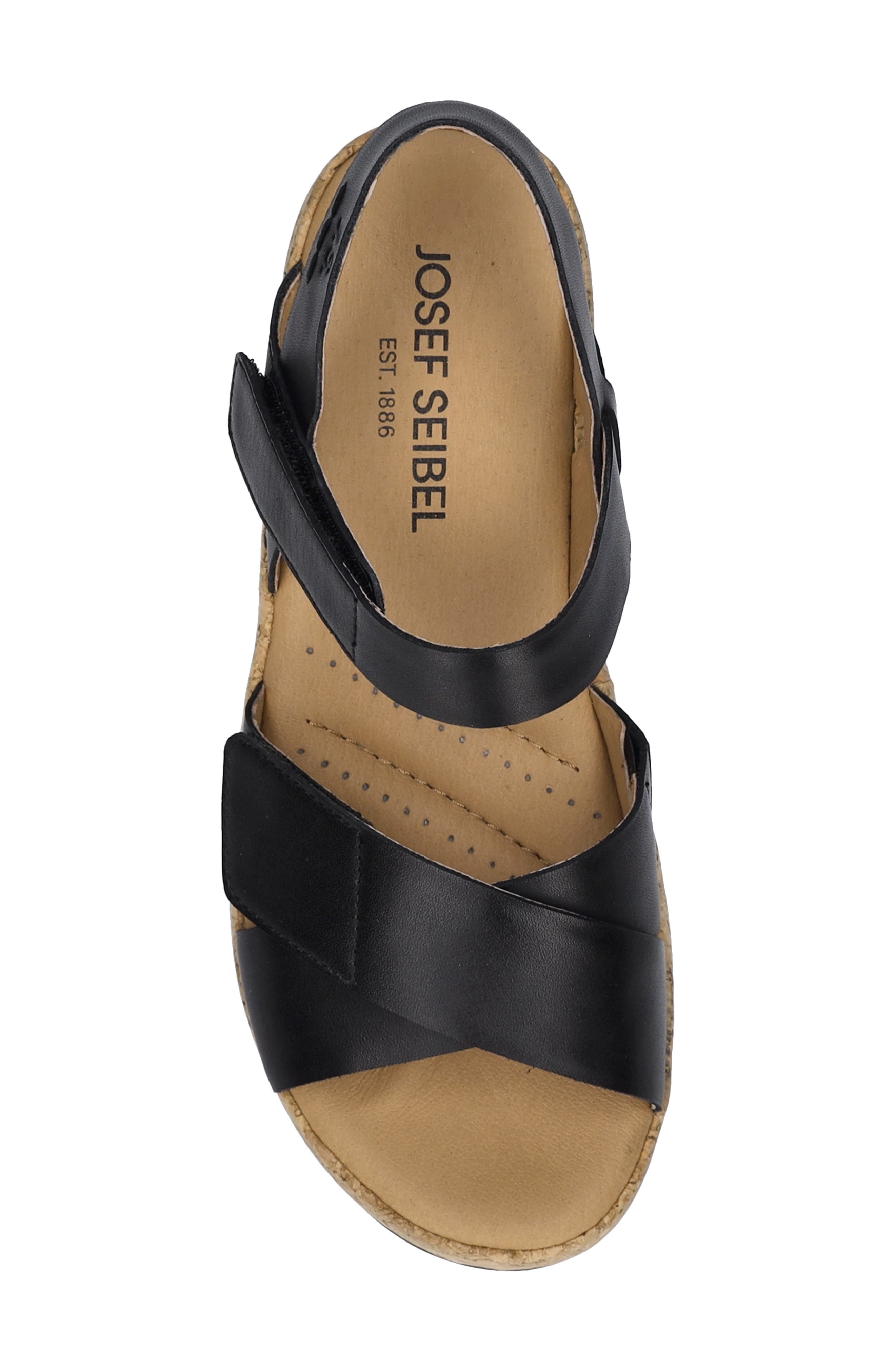 Josef Seibel Evita 03 Slingback Platform Wedge Sandal, Alternate, color, Black Leather