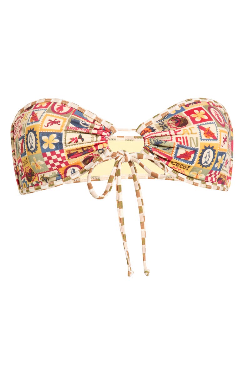 PacSun Jasper Strapless Bandeau Bikini Top, Alternate, color, Yellow Multi