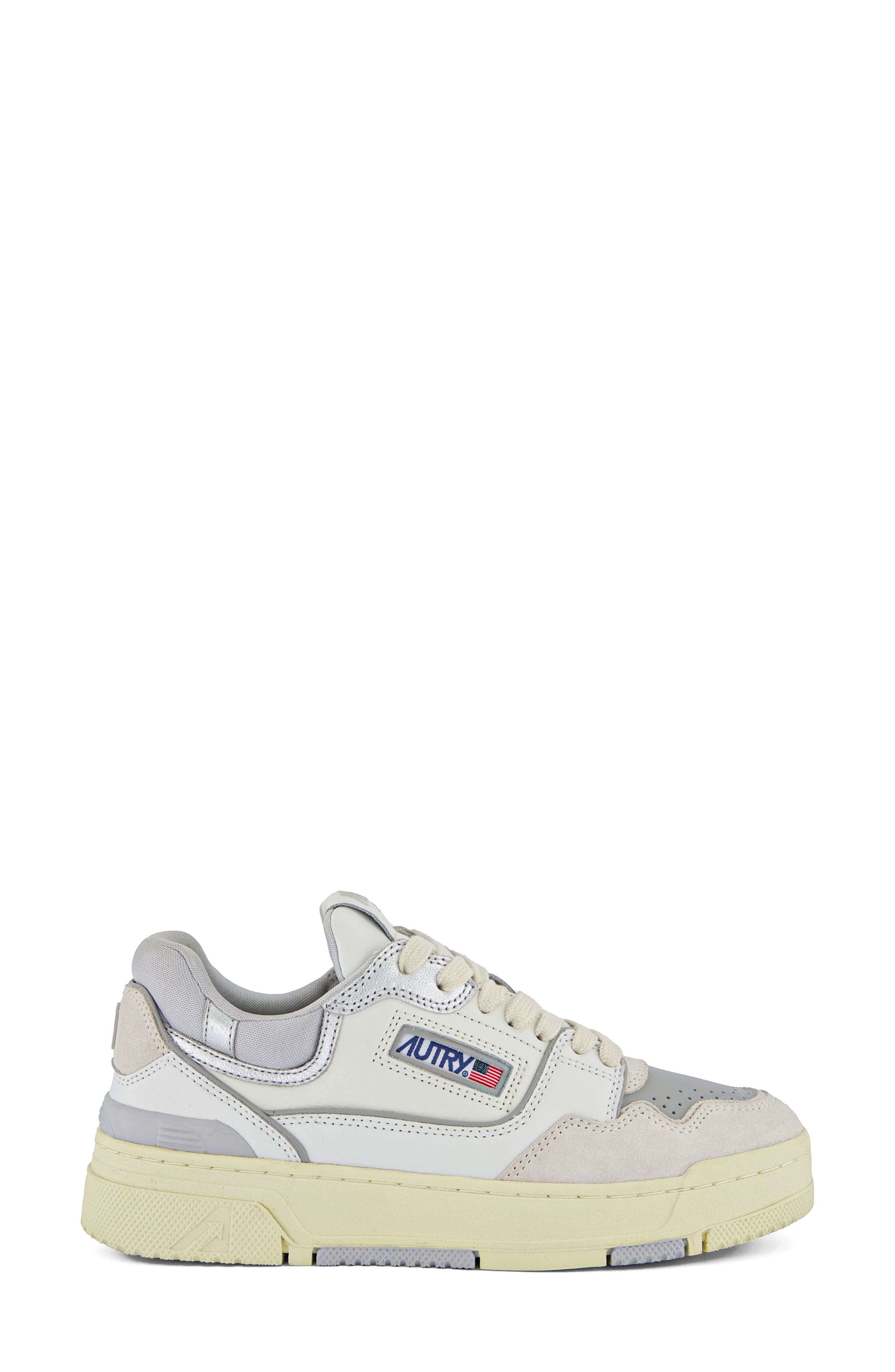 AUTRY CLC Mixed Media Low Top Sneaker, Alternate, color, Silver/ Vapor