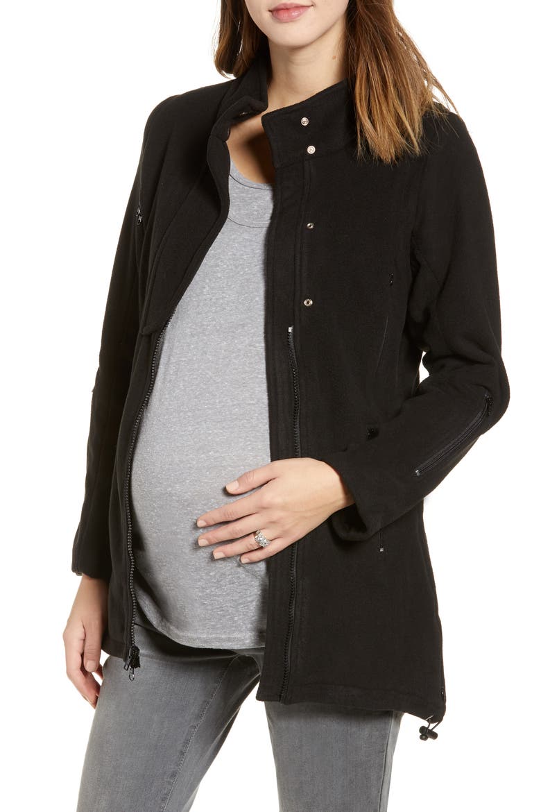 Booker Maternity Coat, Alternate, color, BLACK