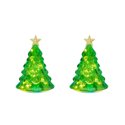 6 in. Twinkling Glass Trees
