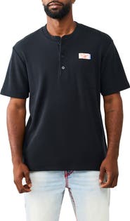 True Religion Buddha Cotton Graphic Henley