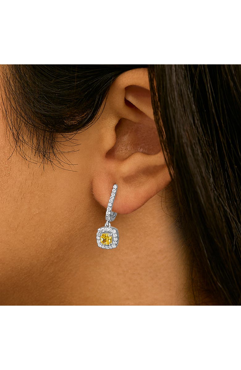 Haus of Brilliance 14K White Gold 1 1/5 Cttw Yellow Lab Grown Diamond Halo Drop and Dangle Earrings, Alternate, color, White