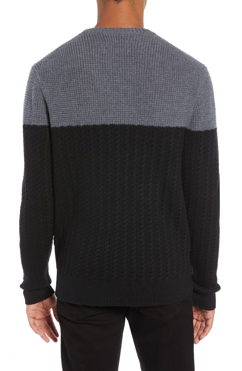 Nordstrom Signature Block Merino Wool Cable Knit Sweater, Alternate, color, 