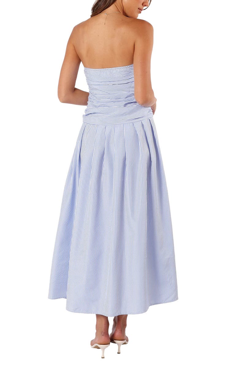 Petal & Pup Avalee Stripe Strapless Maxi Dress, Alternate, color, Blue Stripe