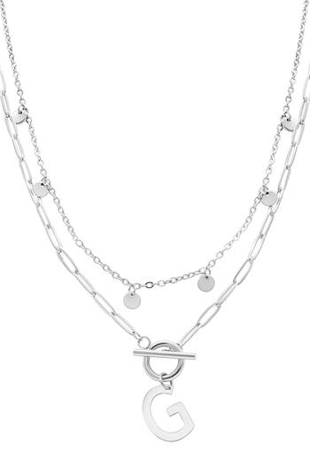 Adornia Toggle Initial Pendant Layered Necklace In Silver-g