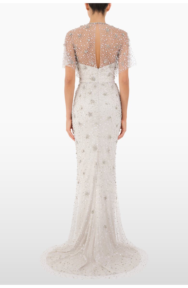 Jenny Packham Sofie Crystal-Embellished Gown, Alternate, color, Platinum - Silver