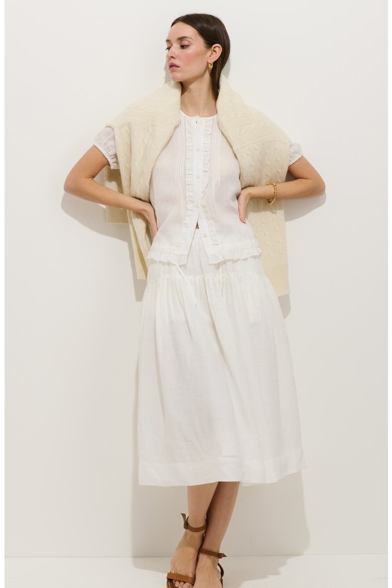 Brittany Ramie Midi Skirt, Alternate, color, OFF WHITE