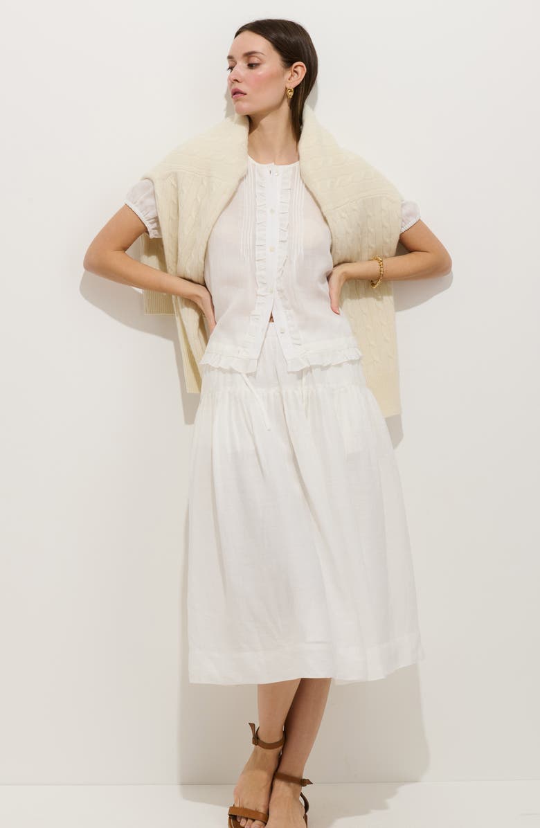 Alex Mill Brittany Ramie Midi Skirt, Alternate, color, Off White