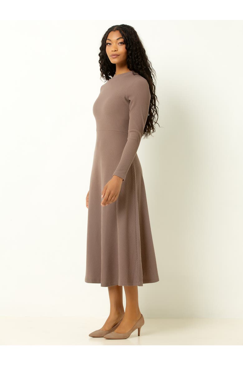 Ribbed Midi Dress, Alternate, color, Deep Taupe