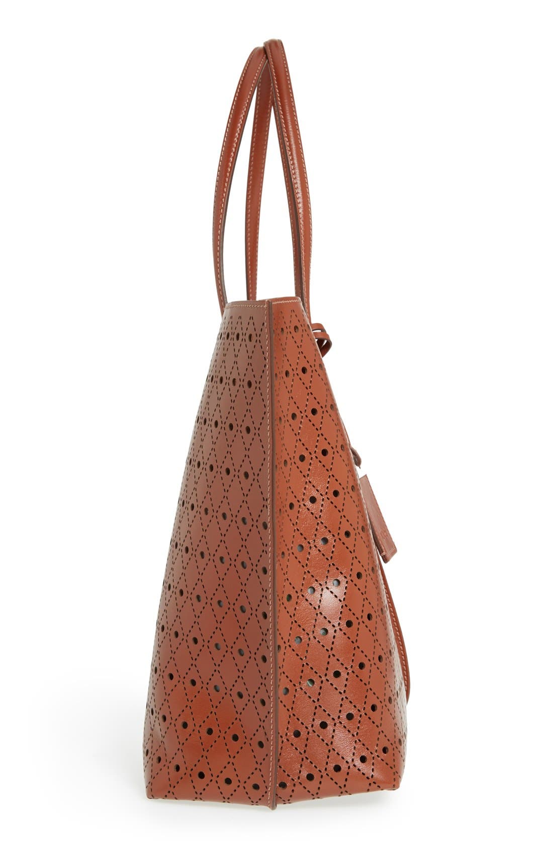 'Joy' Laser Perforated Leather Tote, Alternate, color, CUOIO