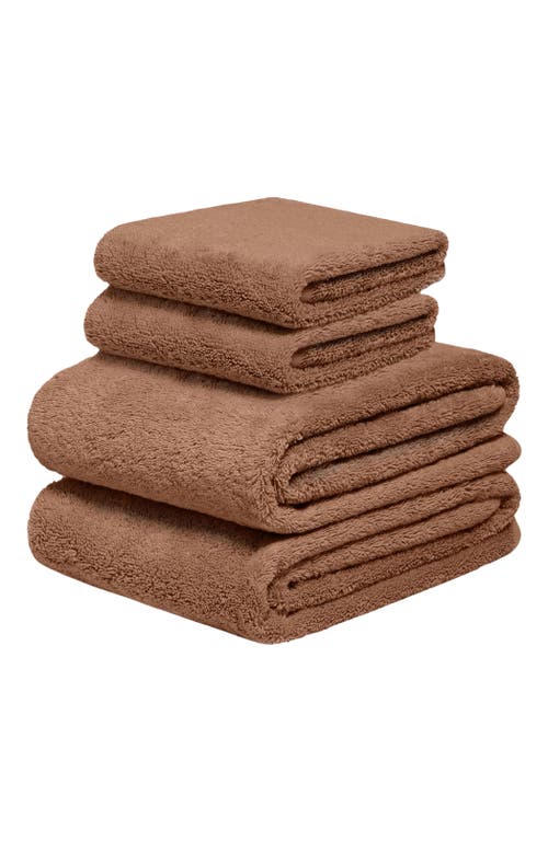 Italic Serene Ultraplush Collection Bath Essentials- 2 Bath Towels And 2 Hand Towels In Brown