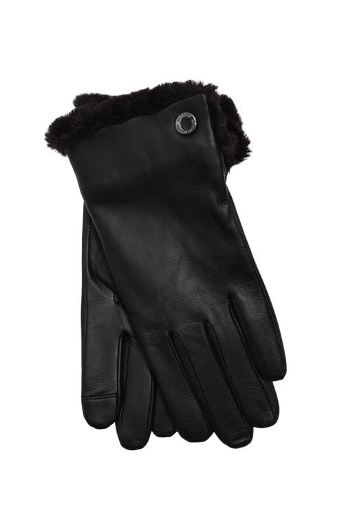 Lauren Ralplh Lauren Faux Fur Lined Leather Touch Glove In Black