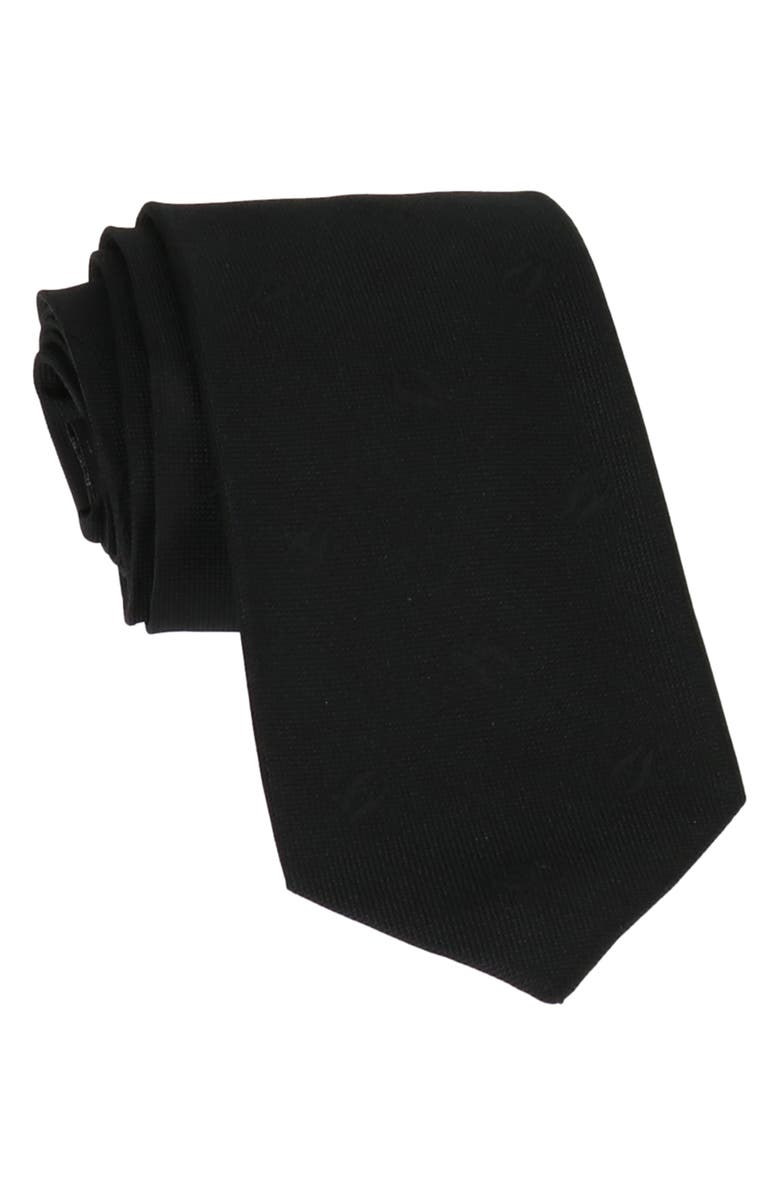 Scotch & Soda Black Solid Silk Tie, Main, color, 