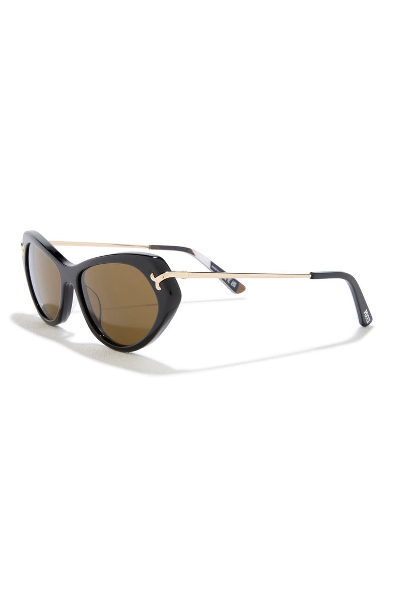 56mm Geometric Sunglasses, Alternate, color, BLACK / FISHTAIL LOGO / ROVIEX