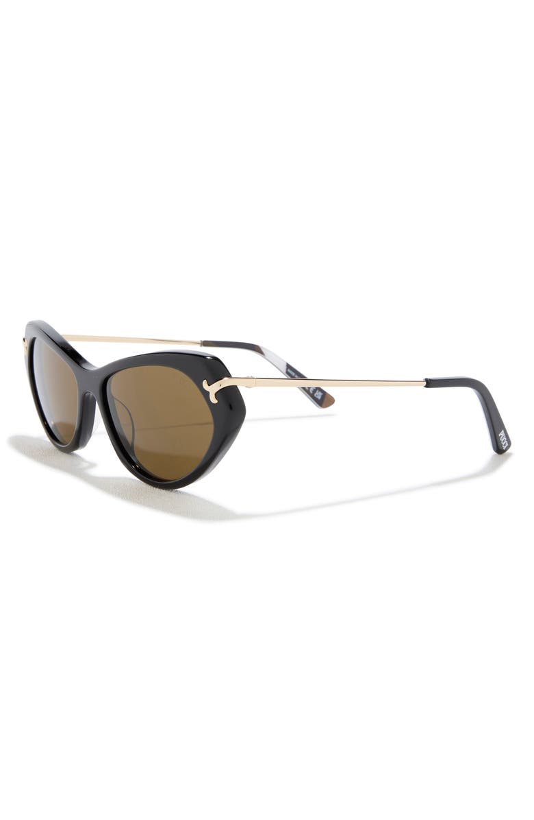 Emilio Pucci 56mm Geometric Sunglasses, Alternate, color, Black / Fishtail Logo / Roviex