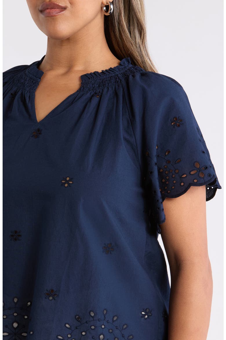 Cotton Eyelet Top, Alternate, color, NAVY STILL