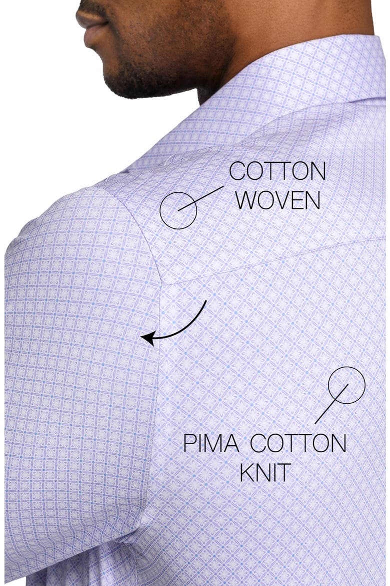 Slim Fit Cross Geo Reworked Button-Up Shirt, Alternate, color, WHITE/ PURPLE