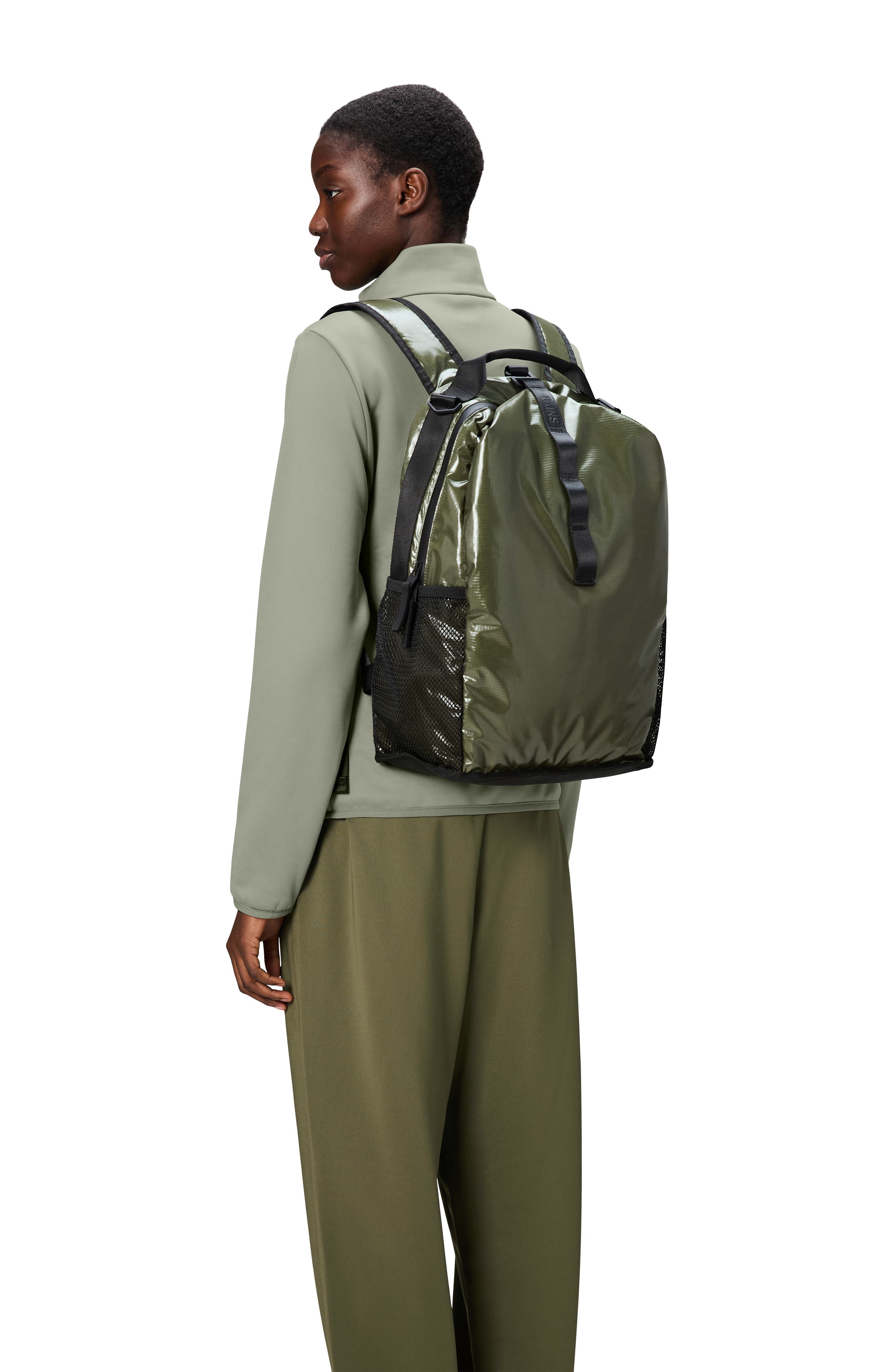 Rains Sibu Waterproof Clip Front Backpack, Alternate, color, Marsh