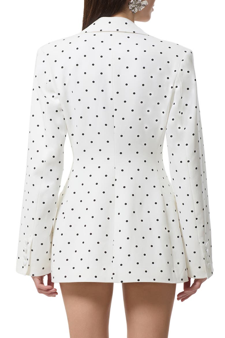 Polka Dot Pinch Waist Blazer, Alternate, color, WHITE MINI DOT