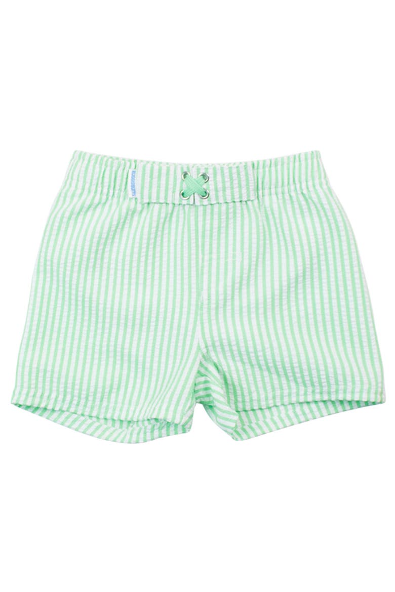 Boys UPF50+ Swim Trunks, Main, color, Spring Green Seersucker