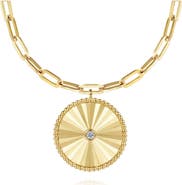 Gabriel & Co. Bujukan Textured Diamond Medallion Pendant Necklace