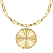 Gabriel & Co. Bujukan Textured Diamond Medallion Pendant Necklace