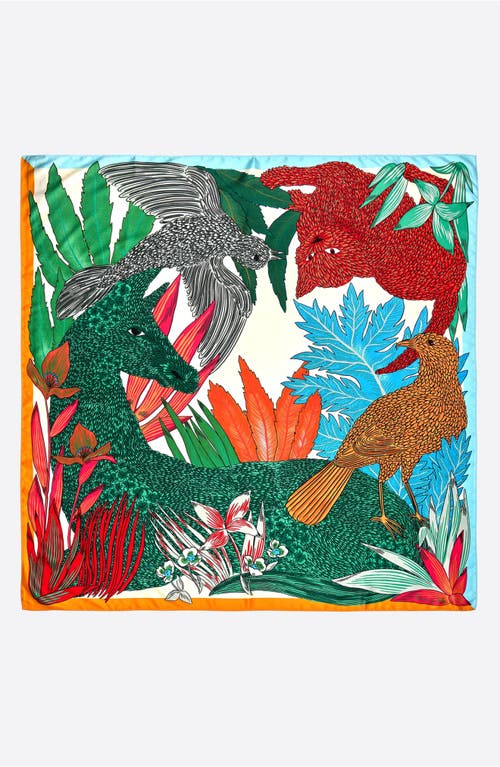Bimba Y Lola Animals Tropical Vegetation Scarf In Multi