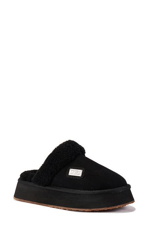 Genuine Shearling Platform Mule Slipper (Women)