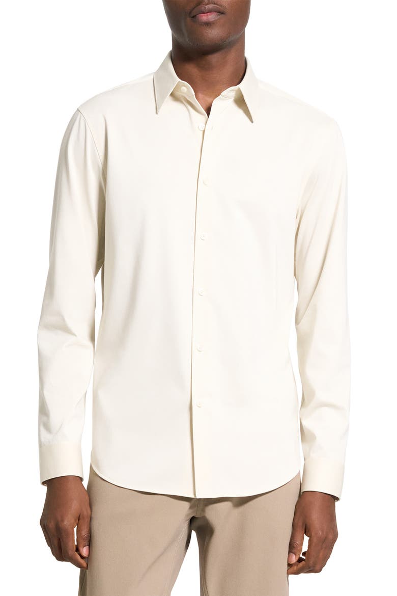Sylvain ND Structure Knit Button-Up Shirt, Main, color, OAT MILK