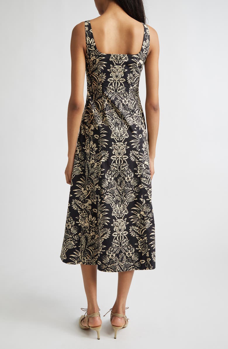 Ulla Johnson Augustina Botanical Midi Dress, Alternate, color, Noir