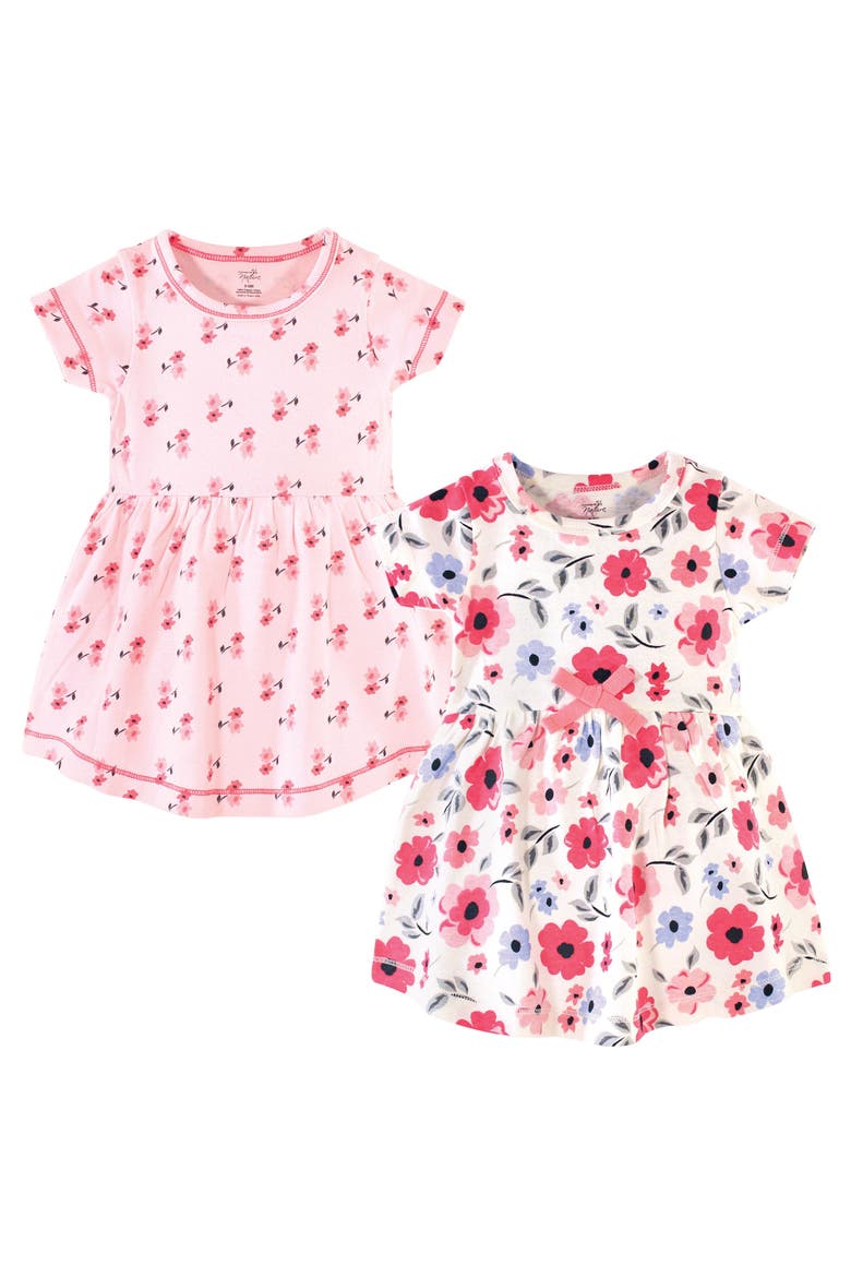 Organic Cotton Short-Sleeve and Long-Sleeve Dresses, Main, color, Coral Garden