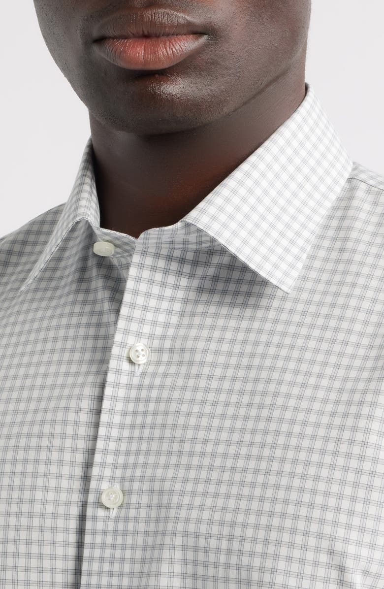 Nordstrom Trim Fit Check Non-Iron Cotton Dress Shirt, Alternate, color, Green Blue Valemont Plaid