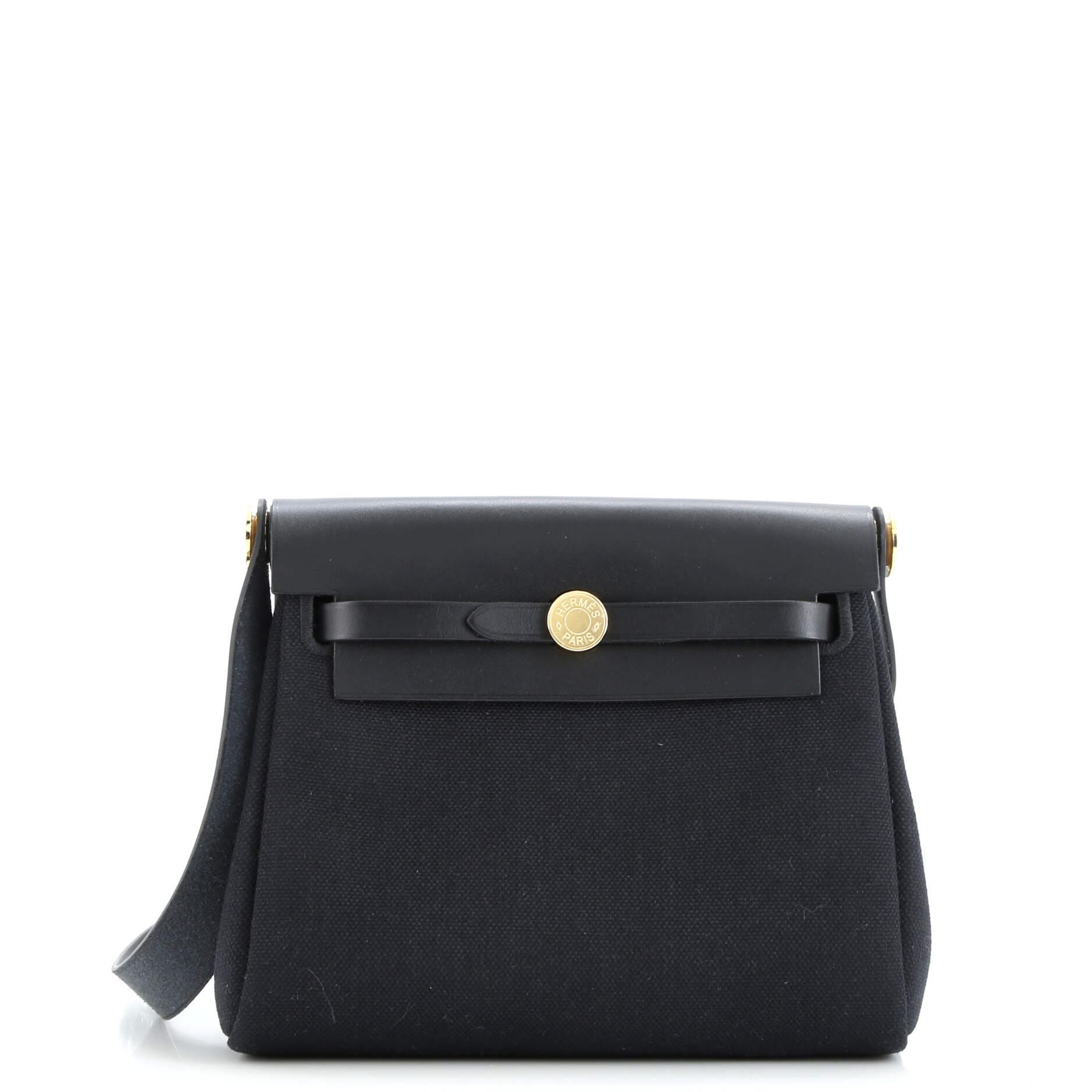 Pre-Owned Hermes Herbag Zip Toile and Leather 20, Main, color, Noir